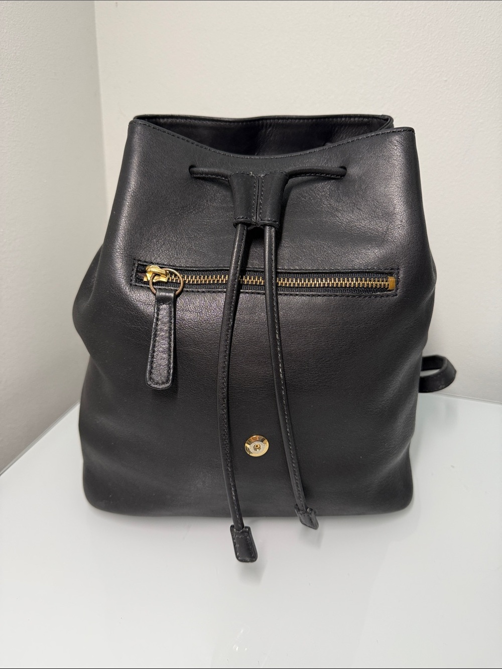 Vintage Y2K Coach Black Leather Drawstring Backpack Legacy West Large - Picture 2 of 10